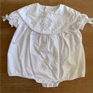 Mud Pie Baby Baptism christening Outfit In White With Elegant cross 0-6 months